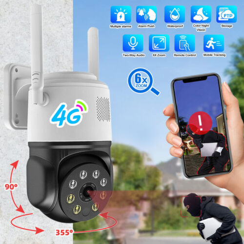 Carte SIM réseau 4G 6X zoom caméra de surveillance PTZ contrôle d'application vision nocturne caméra - Photo 1/16