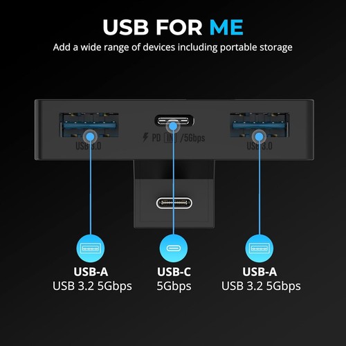 USB Type-C 3-Port Gaming Hub ports for Steam Deck |Sabrent HB-STDK - Picture 3 of 6