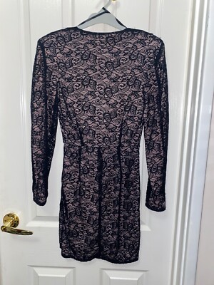 Showpo Blair In Black Lace Long Sleeve Mini Dress Size 8 (S) | eBay  Australia