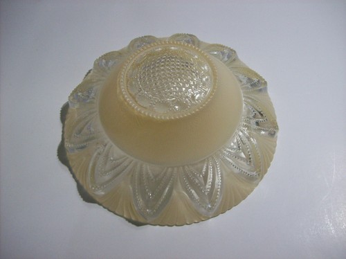 Paralume vintage ART DECO 3 fori catena soffitto crema smerigliato e vetro trasparente - Foto 3 di 24