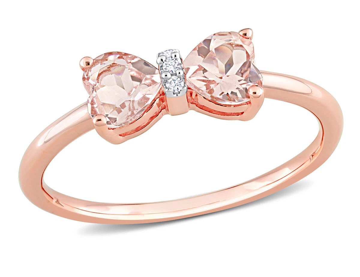 1.00 Carat ctw Morganite Heart Bow Ring in 10K Rose Pink Gold eBay