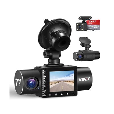 iiwey Dash Cam Front Rear and Inside 1080P Three Channels with IR