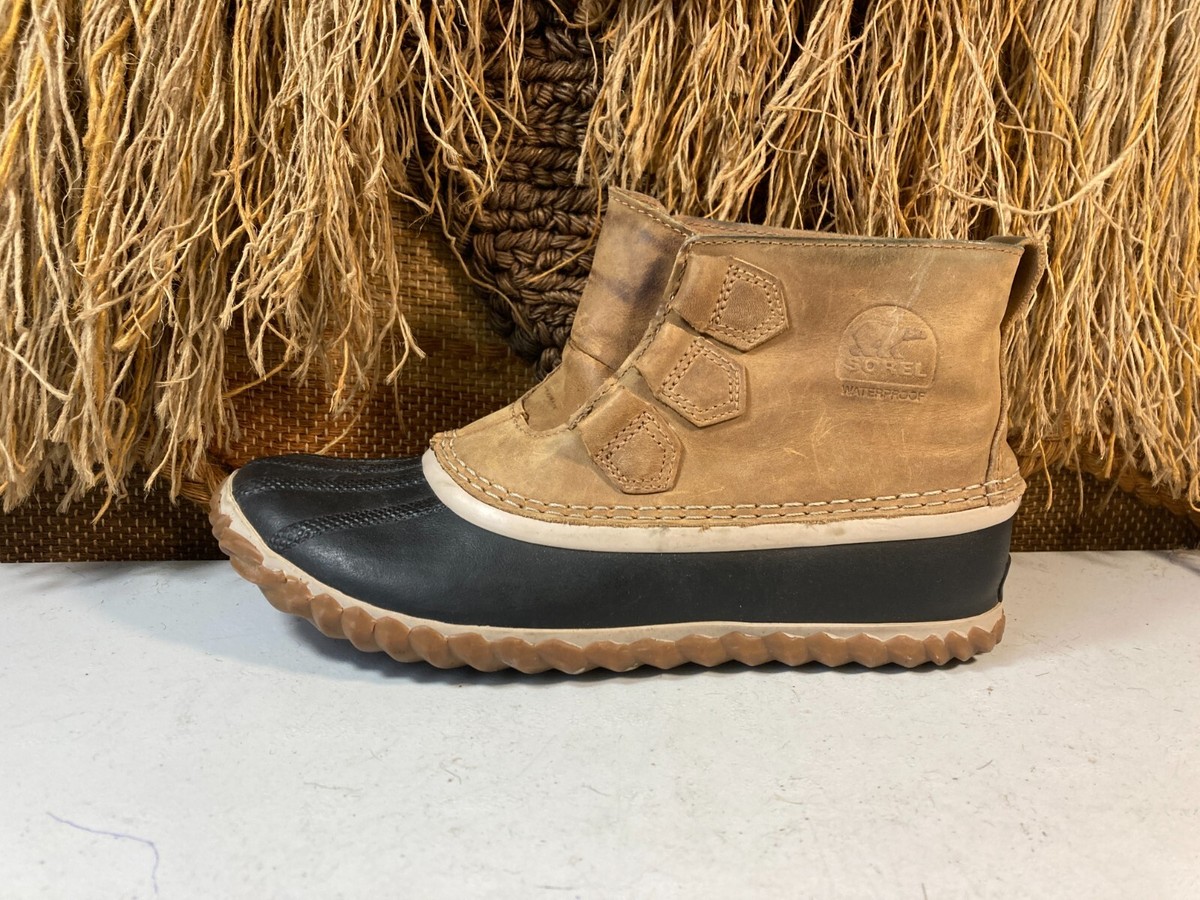 Sorel Women's 975 Black Brown Leather NL2133 286 Waterproof Ankle Duck Boots VGC | eBay