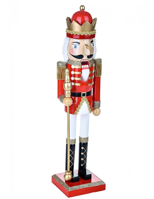 Soldatino Schiaccianoci BRANDANI Soldato in Legno 50 cm Rosso Corona Natale, fotografia 5 di 9