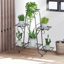 Metal Plant Flower Stand Pot Open Display Shelf Outdoor Indoor Tall Rack 6 Tier