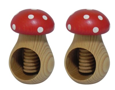 2 Nussknacker EICHENHOLZ MASSIV Pilz Nussknacker WEIHNACHTEN - SET Fliegenpilz