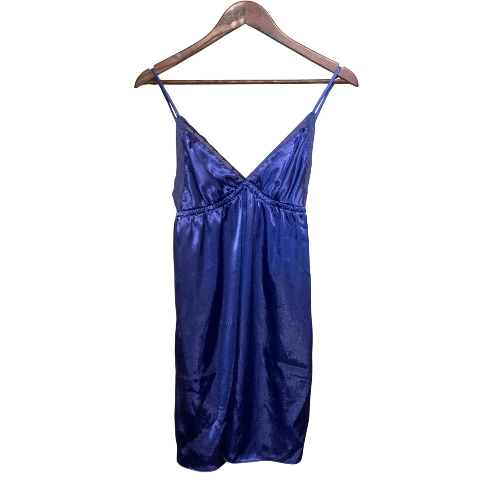 UNDERCOVER Vestito donna vintage lilla e lavanda raso babydoll slip orlo pizzo blu taglia M Y2K