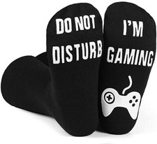 One Pair of Funny Novelty Gamer Socks for Men  Women, Do Not Disturb I'm Gaming