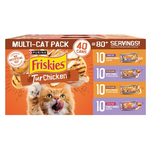 Friskies Turchicken Gravy, Soft Variety Pack, Wet Cat Food, 5.5 oz Cans, 40 Pack