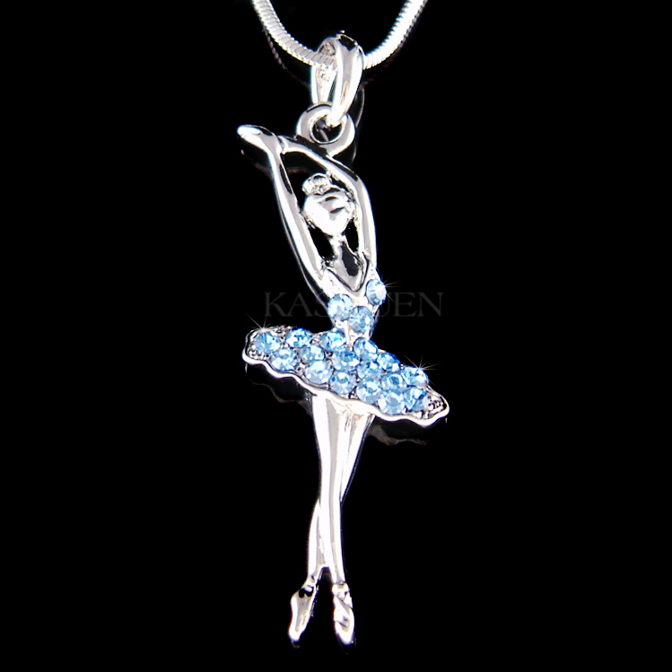 ~Bailarina~ Azul Bebé Hecha Con Cristales Swarovski Collar Joyería De Bailarina