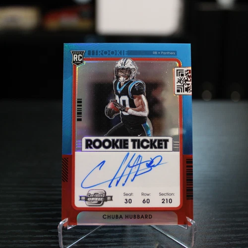 2021 Panini Contenders Optic CHUBA HUBBARD Rookie Ticket Auto Variation /75 
