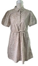 J Crew Women’s Short Sleeve Button Front Dress with Side Pkts, Drawstring Waist