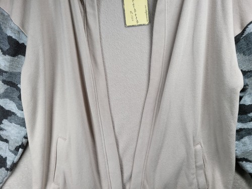 Vintage Havana Cardigan Sweatshirt Top Womens Sz M Hood Open Front Camo Sleeve - Picture 9 of 18