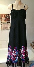 BNWT Teatro ~ black full length evening dress strappy and sequined UK 10