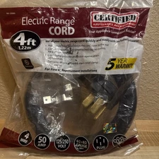 Supplying Demand 4 Foot Range Electrical Power Cord 4 Prong Wire 40 Amp 250 Volt