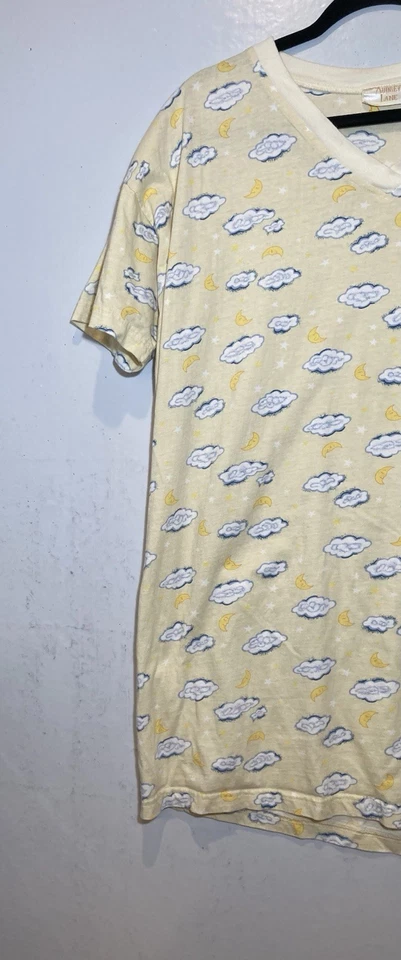 Camisa de Noche Dormir Nubes Estrellas Luna Amarilla Audrey Lane De Colección Talla Única Años 90 Foto 4 de 4