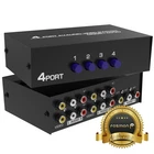 4-Way Composite Audio Video RCA Splitter + RCA Cable,4 In 1 Out RCA Switcher Box
