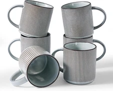 Coffee Mug Set for 6, Star 12 oz Catering Mugs Cup Set with Handle for Coffee...