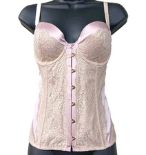 Victoria's Secret Corset Overbust 36C Light Pink Lace Adjustable Straps