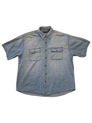 Faded Glory Authentic Denim Chambray Work Shirt Men s XL Sandblast Blue Vtg Y2K 