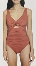 DKNY Women's One Piece Swimsuit, Red Medium