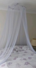 Net Curtain Canopy For Double Bed Lilac Lavender Purple Mosquito Shabby Chic