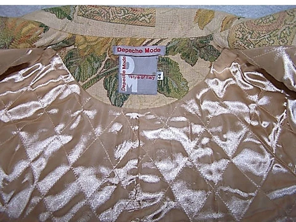 Abrigo Vintage Para Mujer Talla 44 Italia 10 12 EE. UU. Largo Floral Tapiz Depeche Mode It Foto 4 de 4