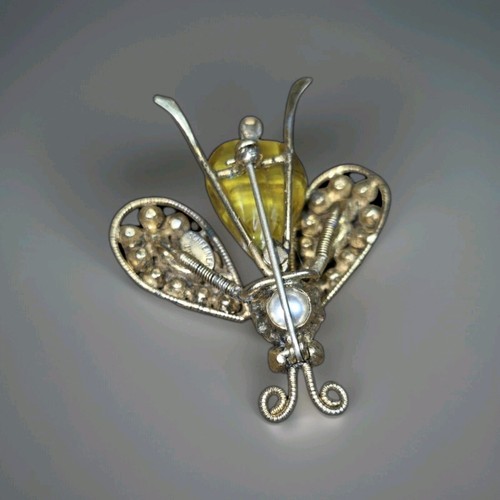 Vintage Schreiner New York Tremble Bumble Givre Art Glass Bug Rhinestones Brooch - Picture 10 of 23