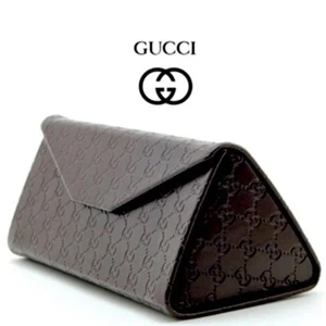 Étui à lunettes de soleil pliable marron monogrammé logo GUCCI signature