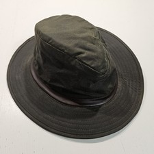 Barbour Wide Brim Wax Hat Size Large Men's Olive Green Outdoor Waterproof 
