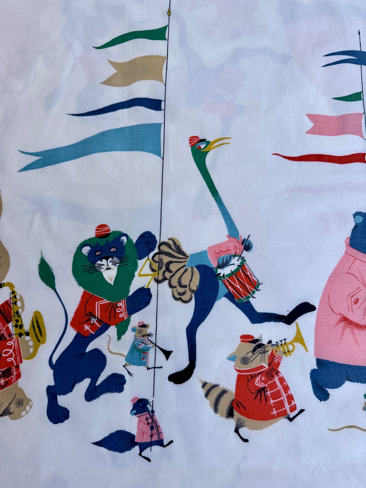 1950’s Musicians of the JUNGLE Novelty Mid Century Barkcloth  Era Vintage Fabric