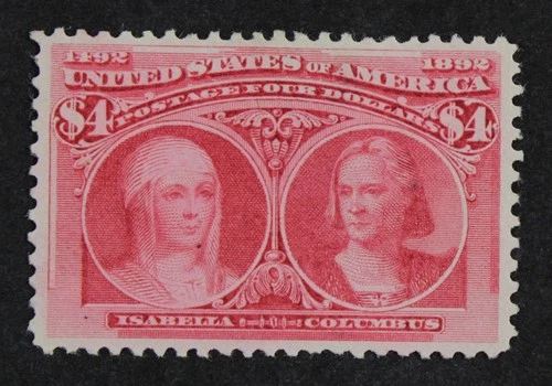 CKStamps: US Stamps Collection Scott#244 $4 Columbian Unused NG Tiny Thin