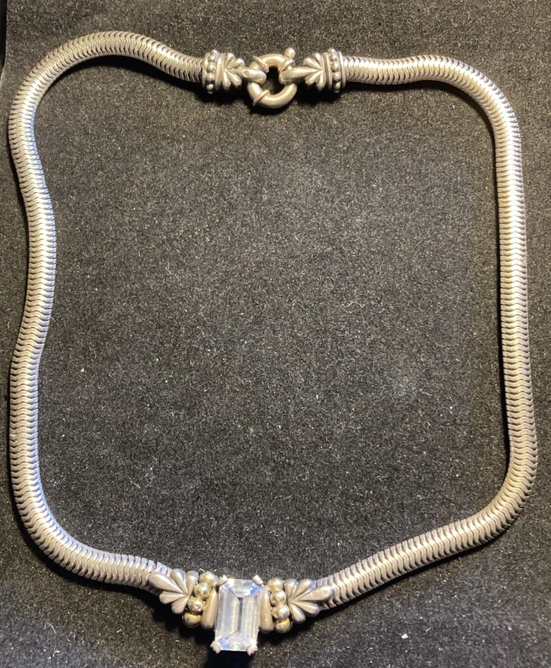 Gargantilla collar cadena serpiente plata esterlina topacio caviar Lagos 750 adornos Foto 2 de 4