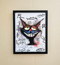 Wild Cat's Smile – Original, Signed & Framed – Urban Pop Investment Art