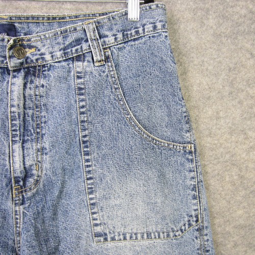 Clench Jeans Shorts Mens 38 Blue Denim Relaxed Fit Linen Cotton Casual Pockets - Picture 4 of 11