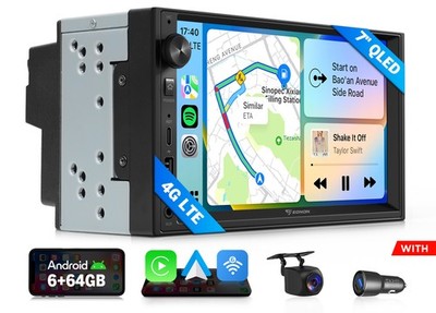2DIN Autoradio Radio 6+64 7'' CarPlay GPS Navigation Optischer Ausgang RDS 4G LTE