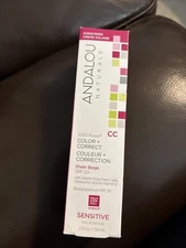 ANDALOU NATURALS 1000 Roses CC Color + Correct Sheer Beige SPF 30, 2 Fl Oz NIB