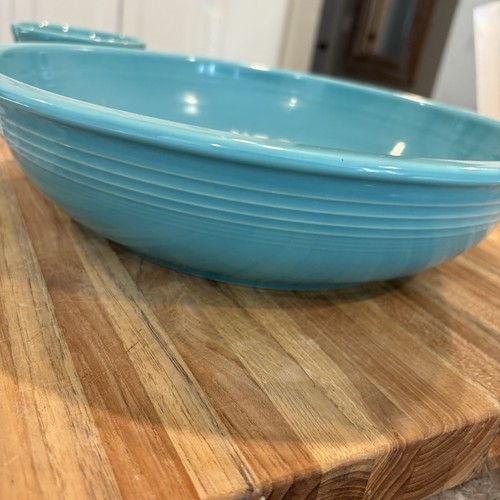 Fiestaware 2 piece Chip & Dip Bowl Fiesta Ware Turquoise Teal HLC - Picture 10 of 15