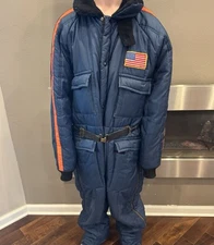 Foremost Navy Blue Snowmobile Snow Suit Nylon Coveralls Jumpsuit Large JC Pennys