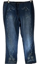 Vtg 90s International Concepts INC Boot Cut Blu Beaded Jeans Sz 6 Hong Kong EUC