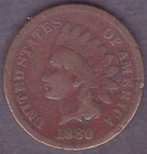 US Rare Old West 1880 Indian Head Penny, American 1 Cent Good Copper Coin
