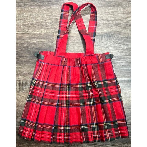 O'Neil of Dublin Red Tartan Plaid Wool Blend Kilt Jumper Size 22 Age 4/5 - Picture 2 of 9