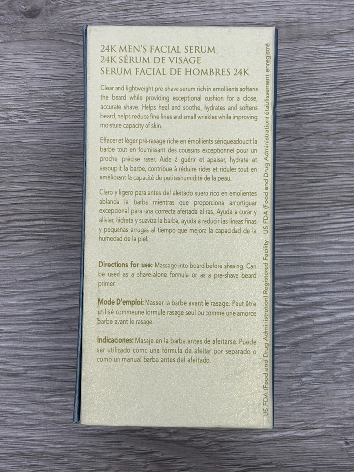 Suero facial pre afeitado orogold 24k para hombre, antienvejecimiento reduce arrugas caja abierta Foto 3 de 4