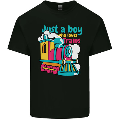 Just a Boy Who Loves Trains Spotter Engine Mens Cotton T-Shirt Tee Top