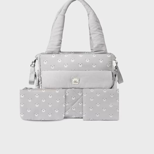 Mayoral Padded Diaper Bag Gray Bear