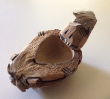 Vintage Hand Carved Coconut Monkey Figure With Bowl-Tiki Bar Art-Phillipines