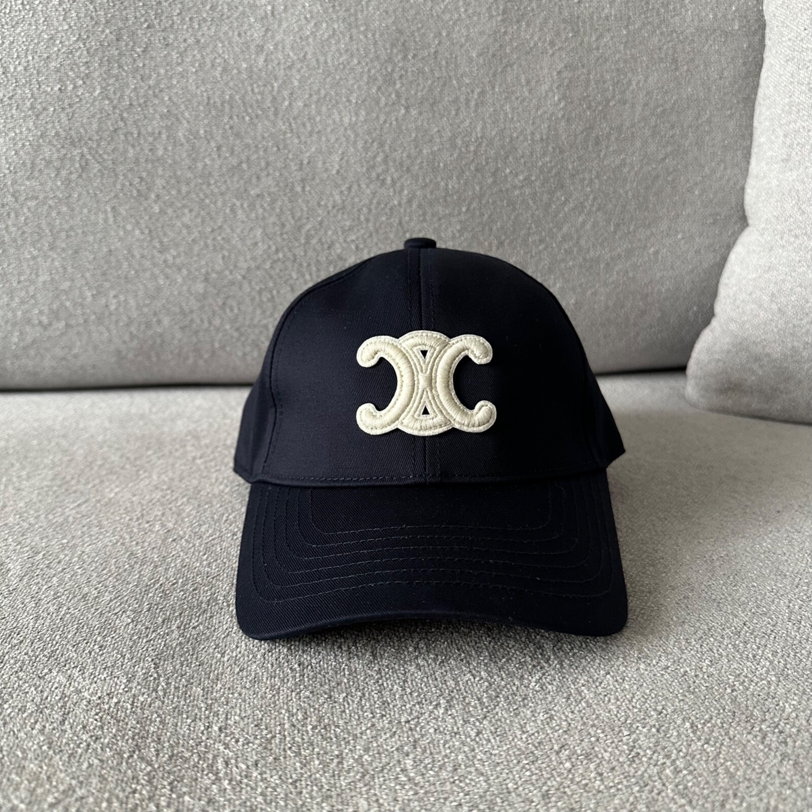Celine Baseball Cap Triomphe Navy Blue Baseball Hat Cotton Unisex