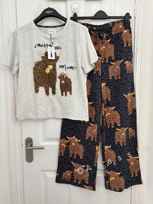 Next Ecru Hamish Short Sleeve 100% Cotton Pyjamas UK