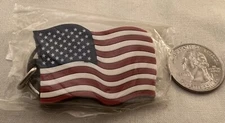 American FLAG Key Chain Rubber  Flag Key Ring Patriotic FOB New In Plastic