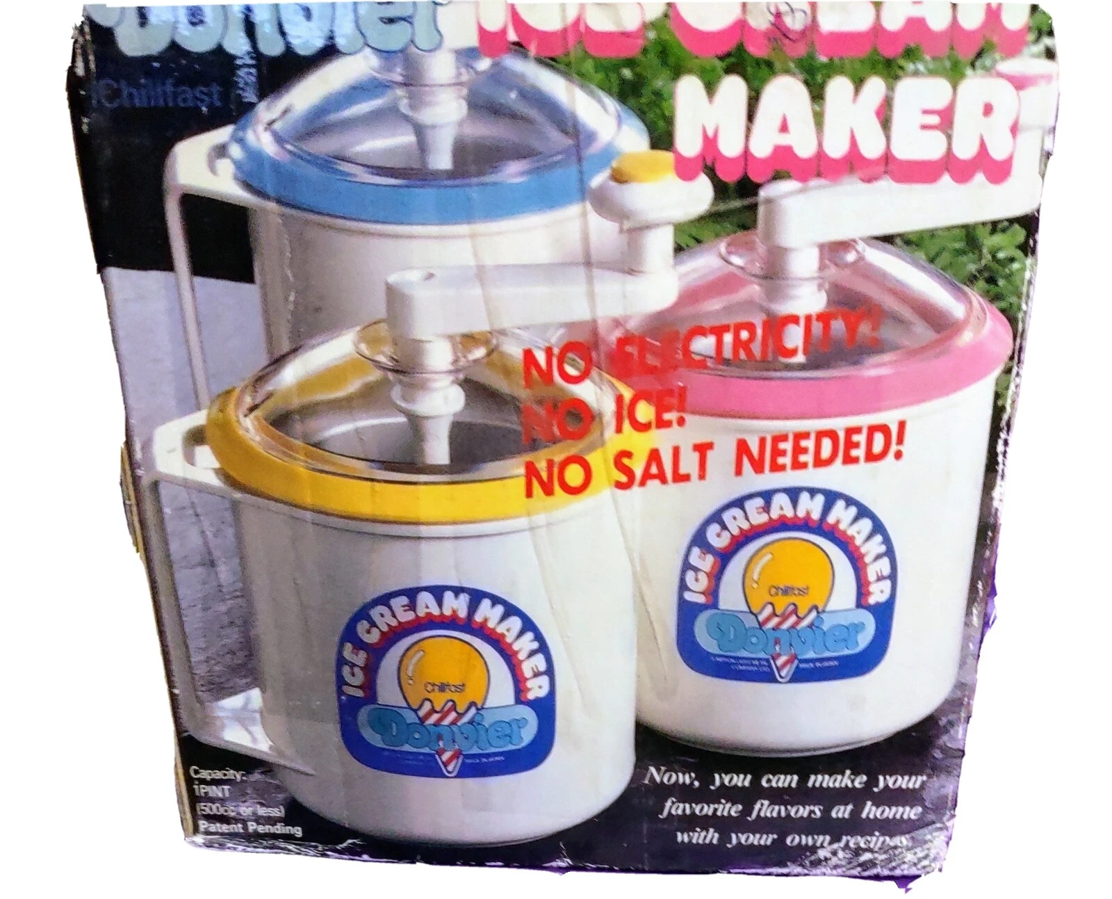 Donvier Half Pint Ice Cream Maker Vintage Hand Crank Chill Fast New Open Box